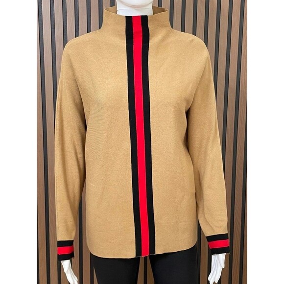 Anthropologie Northern Angel Women's XL Brown Sweater Tight-Knit Center Striped - Picture 1 of 8